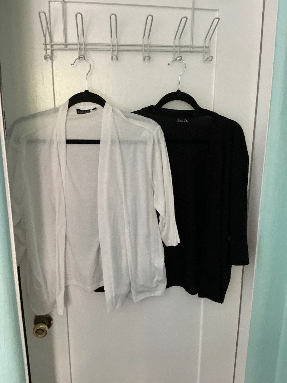 Women’s Black, Navy & White Open Front Shrug Cardigan Cover-Up Bundle, Size 1X